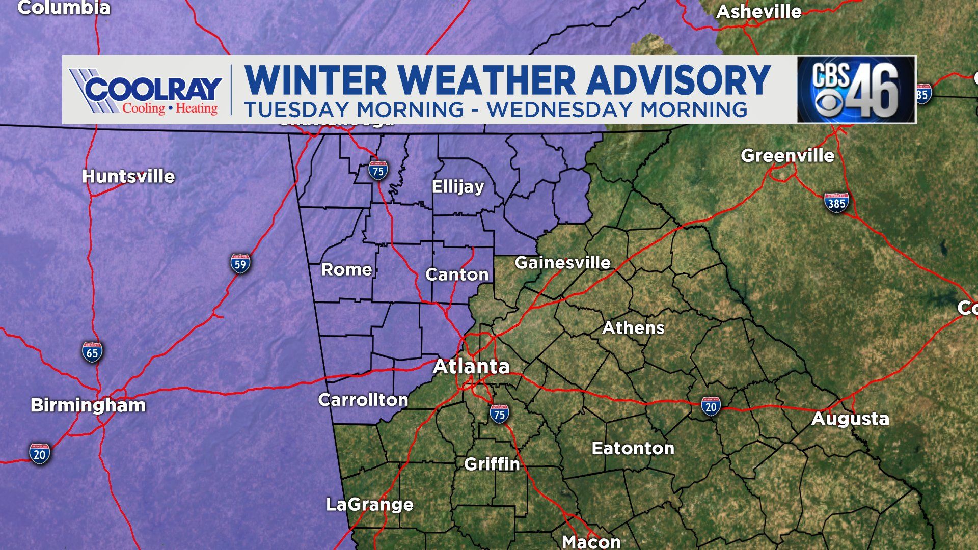 Snow expected in north Tuesday CBS46 News